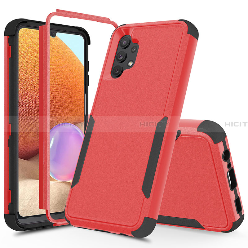 Funda Bumper Silicona y Plastico Carcasa Frontal y Trasera 360 Grados MQ1 para Samsung Galaxy A32 4G Rojo