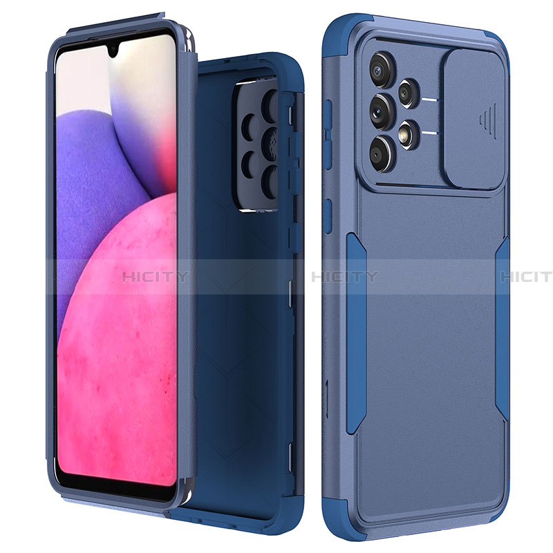 Funda Bumper Silicona y Plastico Carcasa Frontal y Trasera 360 Grados MQ1 para Samsung Galaxy A33 5G Azul