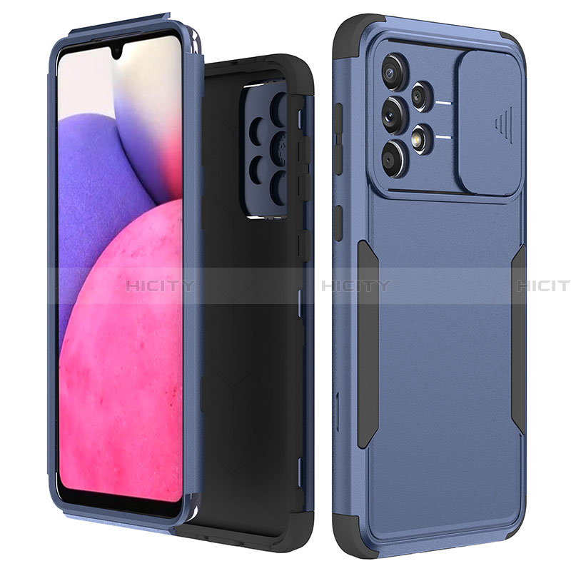 Funda Bumper Silicona y Plastico Carcasa Frontal y Trasera 360 Grados MQ1 para Samsung Galaxy A33 5G Azul y Negro