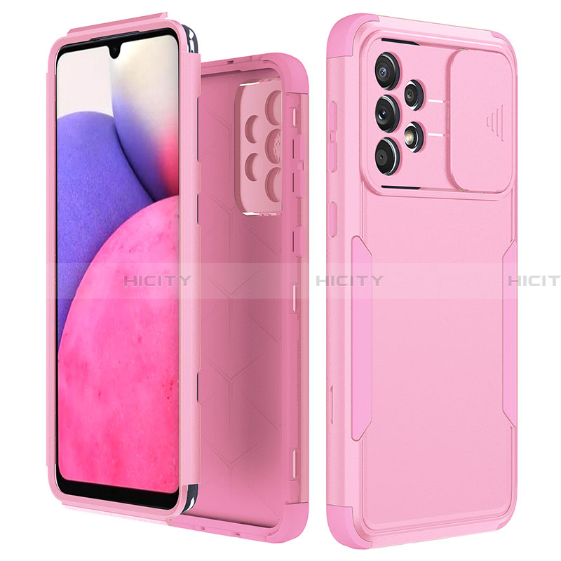 Funda Bumper Silicona y Plastico Carcasa Frontal y Trasera 360 Grados MQ1 para Samsung Galaxy A33 5G Oro Rosa