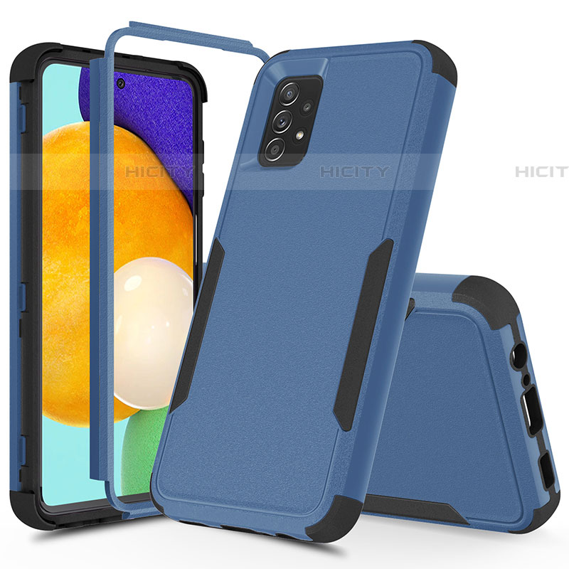 Funda Bumper Silicona y Plastico Carcasa Frontal y Trasera 360 Grados MQ1 para Samsung Galaxy A52 4G Azul y Negro