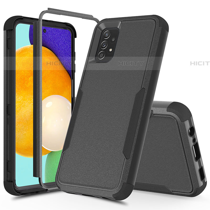 Funda Bumper Silicona y Plastico Carcasa Frontal y Trasera 360 Grados MQ1 para Samsung Galaxy A52 4G Negro