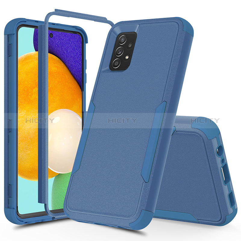 Funda Bumper Silicona y Plastico Carcasa Frontal y Trasera 360 Grados MQ1 para Samsung Galaxy A52s 5G Azul