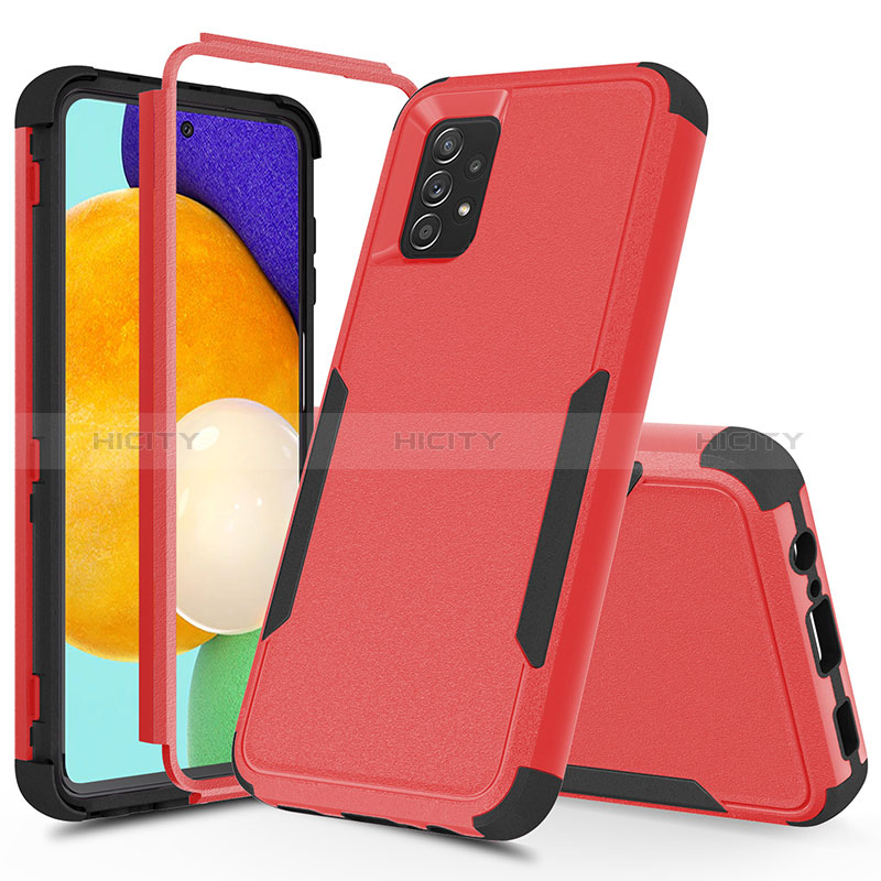 Funda Bumper Silicona y Plastico Carcasa Frontal y Trasera 360 Grados MQ1 para Samsung Galaxy A52s 5G Rojo