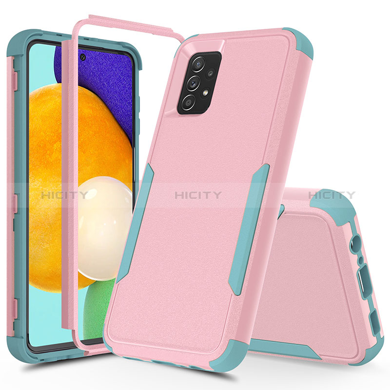 Funda Bumper Silicona y Plastico Carcasa Frontal y Trasera 360 Grados MQ1 para Samsung Galaxy A52s 5G Rosa