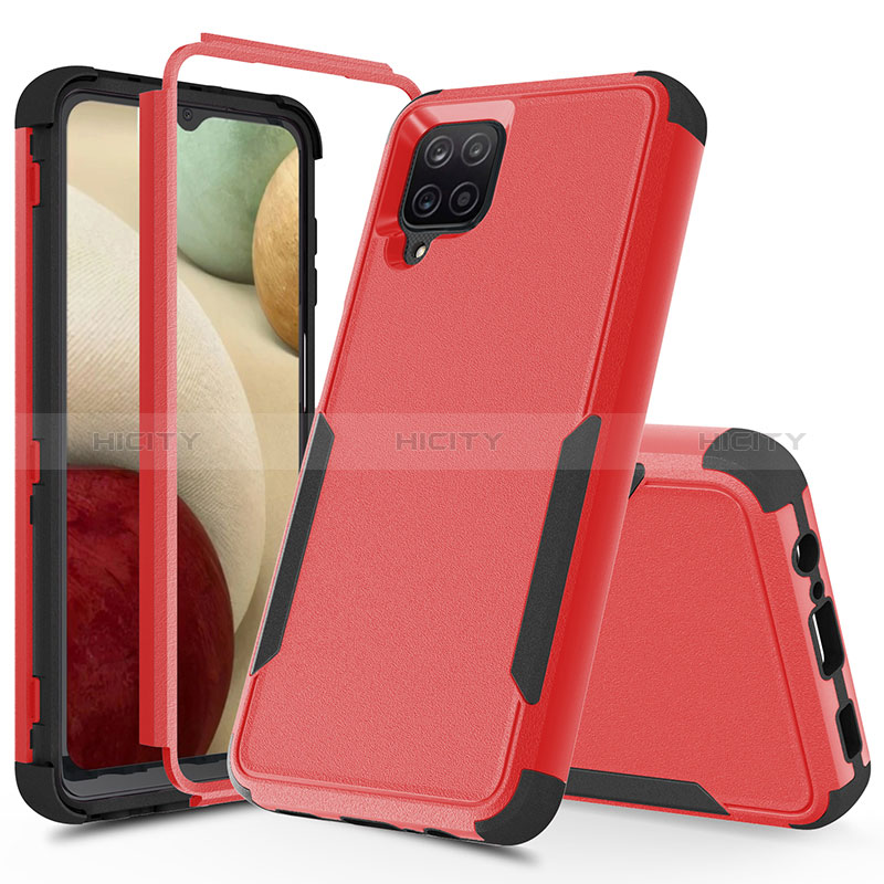 Funda Bumper Silicona y Plastico Carcasa Frontal y Trasera 360 Grados MQ1 para Samsung Galaxy M12 Rojo