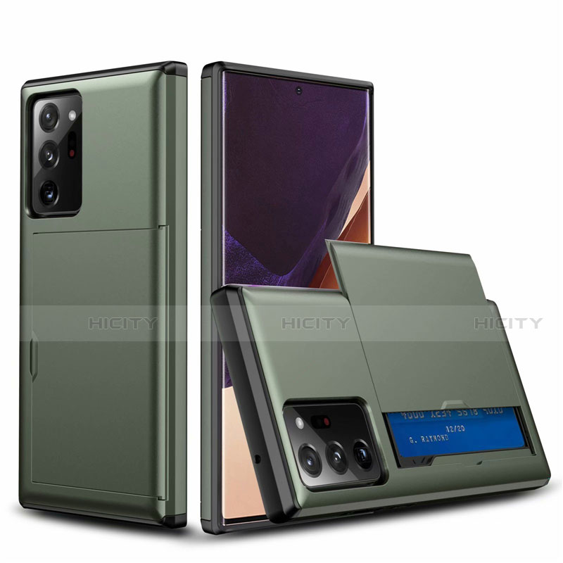 Funda Bumper Silicona y Plastico Carcasa Frontal y Trasera 360 Grados N01 para Samsung Galaxy Note 20 Ultra 5G Verde Noche