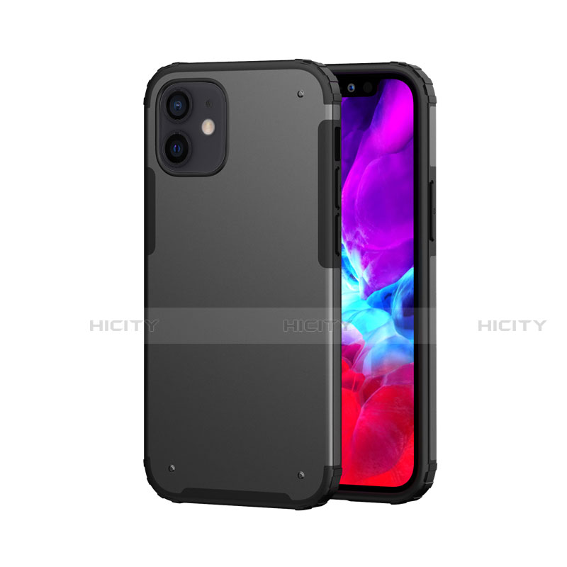 Funda Bumper Silicona y Plastico Carcasa Frontal y Trasera 360 Grados para Apple iPhone 12 Negro