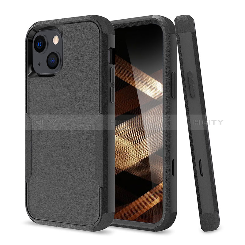 Funda Bumper Silicona y Plastico Carcasa Frontal y Trasera 360 Grados para Apple iPhone 15 Plus Negro