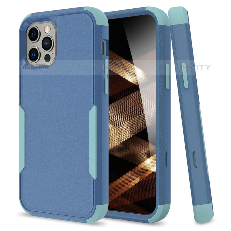 Funda Bumper Silicona y Plastico Carcasa Frontal y Trasera 360 Grados para Apple iPhone 16 Pro Azul Cielo