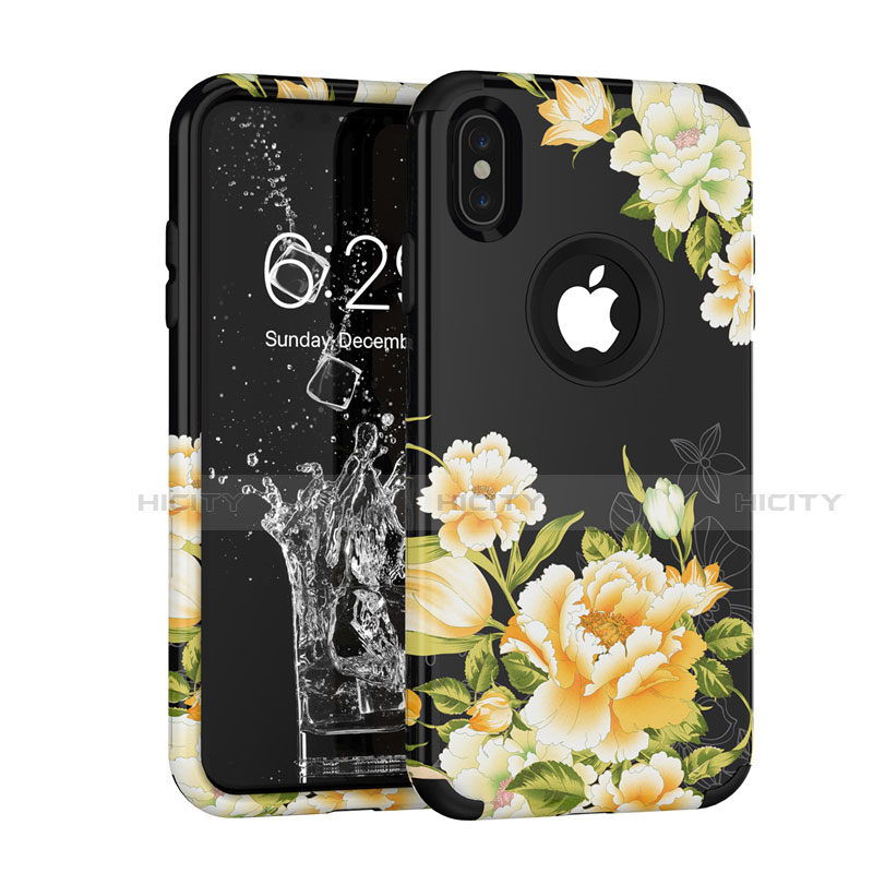 Funda Bumper Silicona y Plastico Carcasa Frontal y Trasera 360 Grados para Apple iPhone Xs Negro