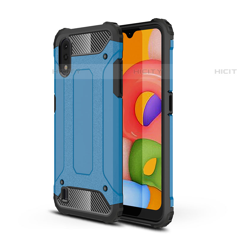 Funda Bumper Silicona y Plastico Carcasa Frontal y Trasera 360 Grados para Samsung Galaxy A01 SM-A015 Azul