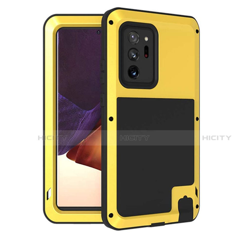 Funda Bumper Silicona y Plastico Carcasa Frontal y Trasera 360 Grados para Samsung Galaxy Note 20 Ultra 5G Amarillo