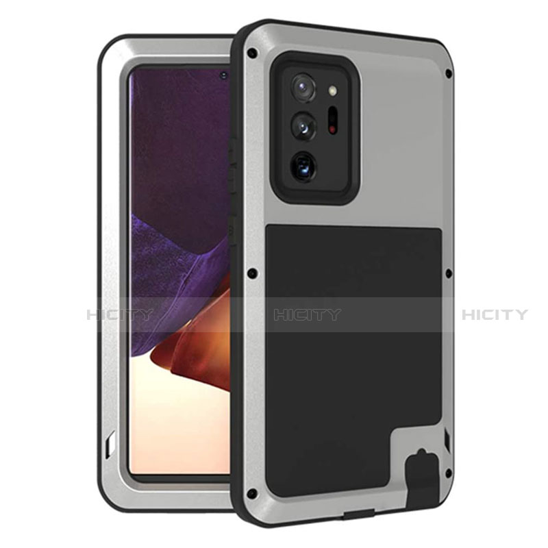 Funda Bumper Silicona y Plastico Carcasa Frontal y Trasera 360 Grados para Samsung Galaxy Note 20 Ultra 5G Gris