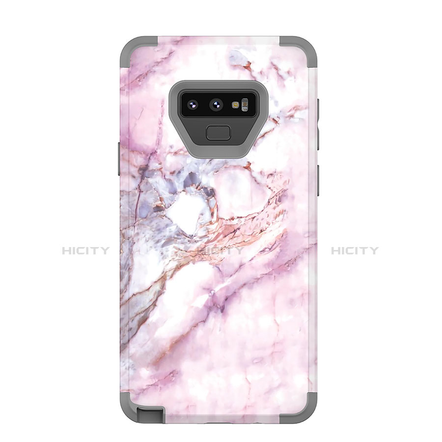 Funda Bumper Silicona y Plastico Carcasa Frontal y Trasera 360 Grados para Samsung Galaxy Note 9 Gris