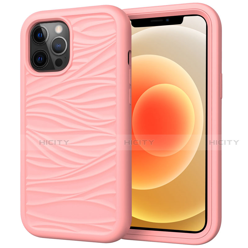 Funda Bumper Silicona y Plastico Carcasa Frontal y Trasera 360 Grados R01 para Apple iPhone 12 Pro Rosa