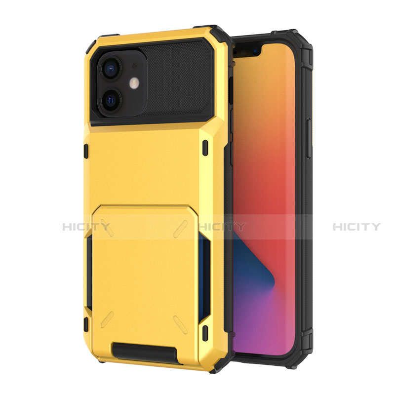 Funda Bumper Silicona y Plastico Carcasa Frontal y Trasera 360 Grados R03 para Apple iPhone 12 Mini Amarillo