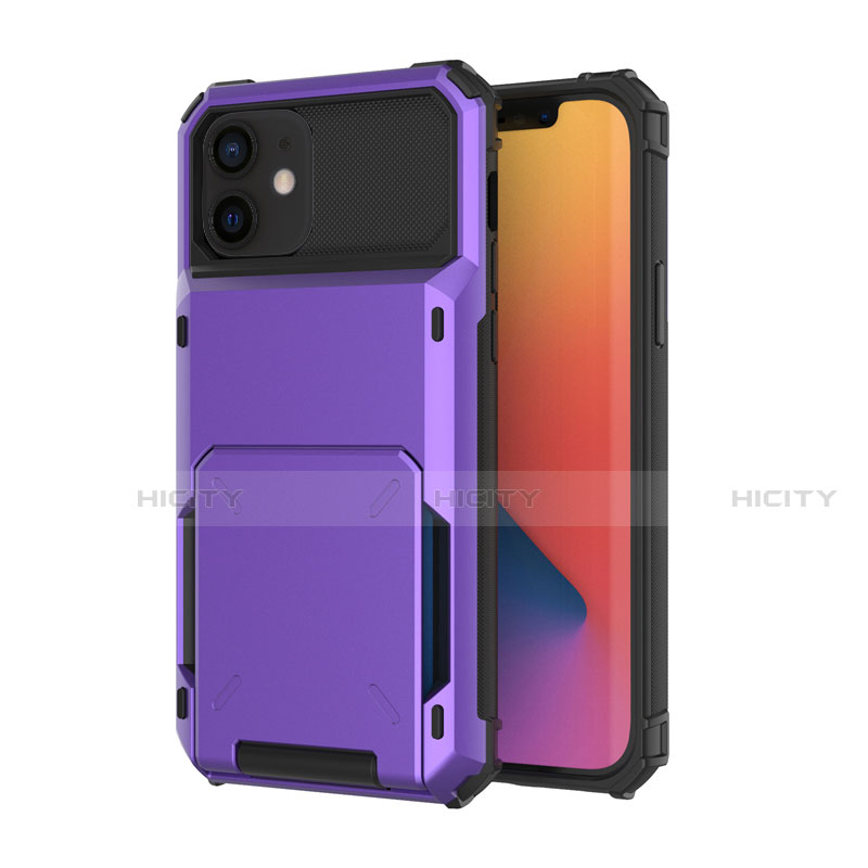 Funda Bumper Silicona y Plastico Carcasa Frontal y Trasera 360 Grados R03 para Apple iPhone 12 Mini Morado