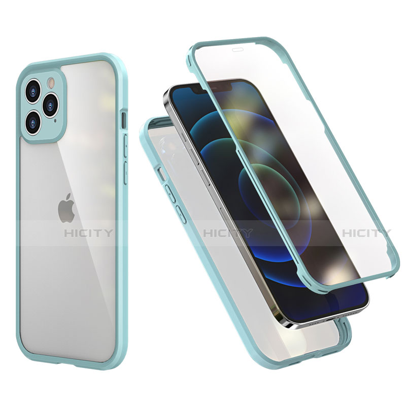 Funda Bumper Silicona y Plastico Carcasa Frontal y Trasera 360 Grados R05 para Apple iPhone 12 Pro Menta Verde