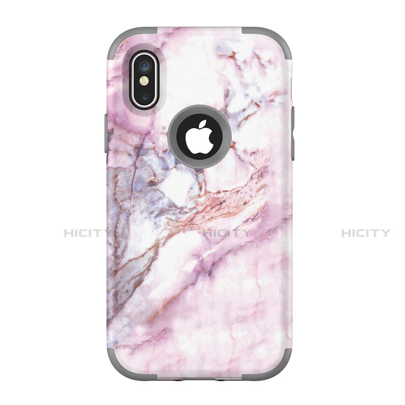 Funda Bumper Silicona y Plastico Carcasa Frontal y Trasera 360 Grados U01 para Apple iPhone X