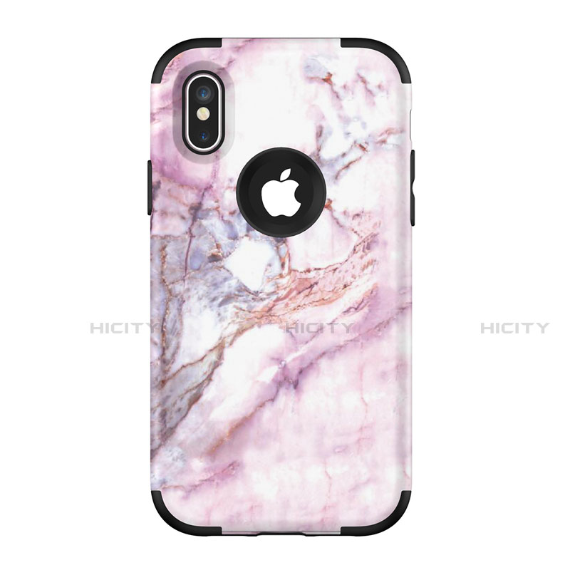 Funda Bumper Silicona y Plastico Carcasa Frontal y Trasera 360 Grados U01 para Apple iPhone Xs Max Negro