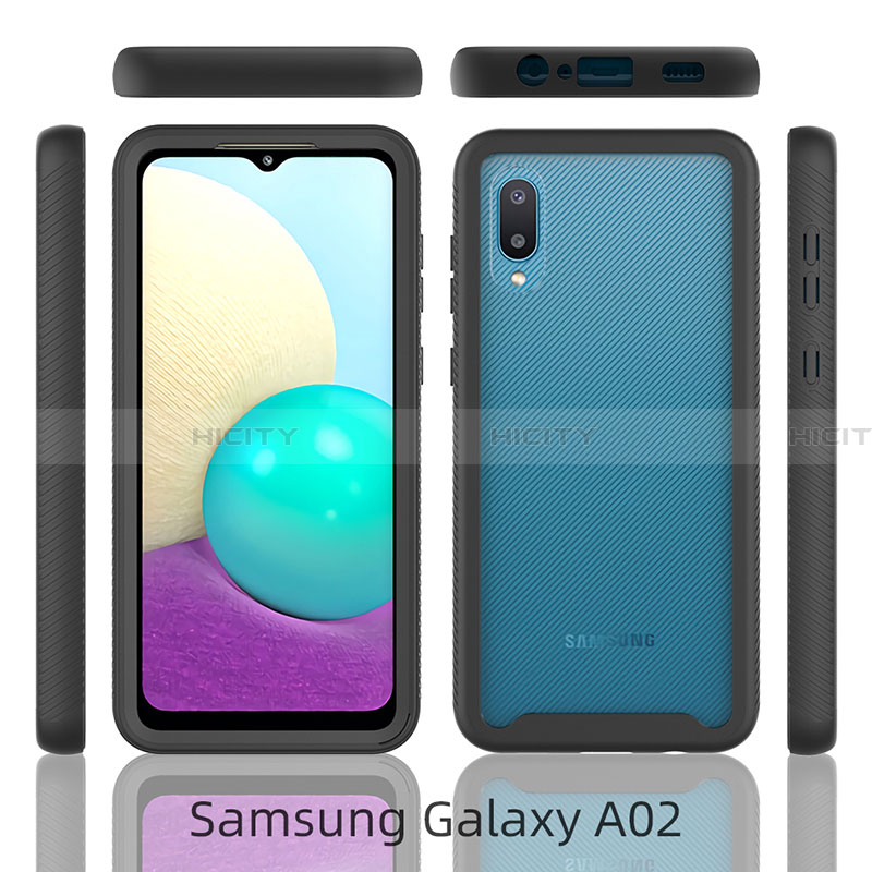Funda Bumper Silicona y Plastico Carcasa Frontal y Trasera 360 Grados U01 para Samsung Galaxy A02