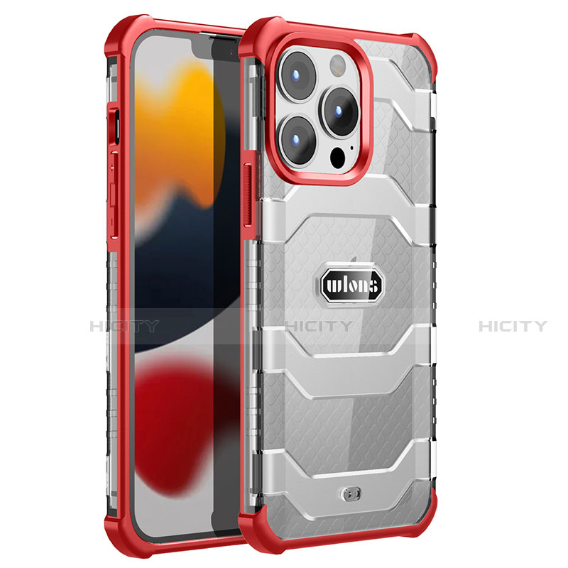 Funda Bumper Silicona y Plastico Carcasa Frontal y Trasera 360 Grados U02 para Apple iPhone 13 Pro Rojo