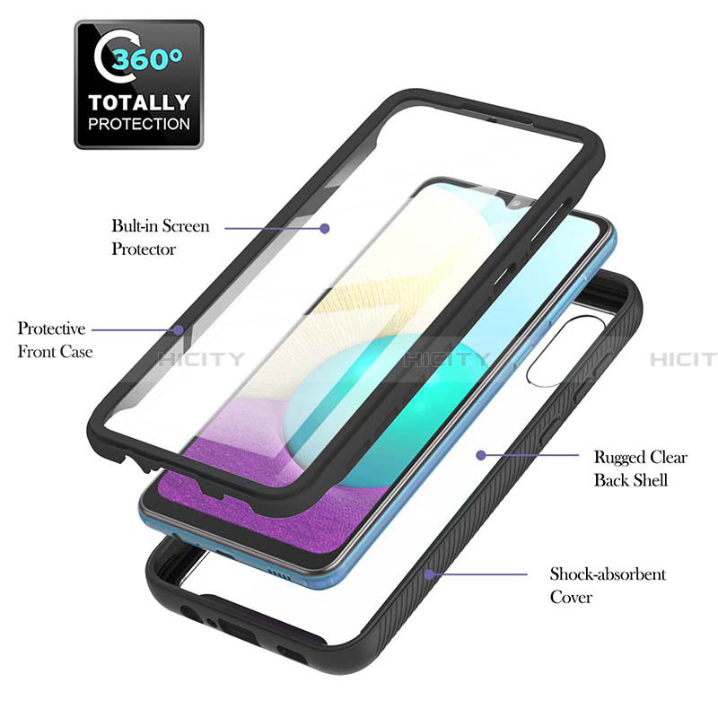 Funda Bumper Silicona y Plastico Carcasa Frontal y Trasera 360 Grados U02 para Samsung Galaxy A02