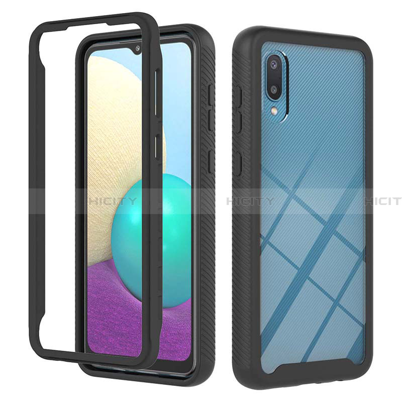 Funda Bumper Silicona y Plastico Carcasa Frontal y Trasera 360 Grados U03 para Samsung Galaxy A02 Negro