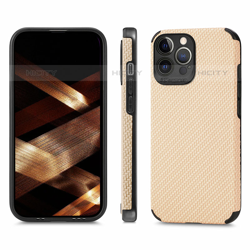 Funda Bumper Silicona y Plastico Carcasa Frontal y Trasera 360 Grados U04 para Apple iPhone 15 Pro Max Oro