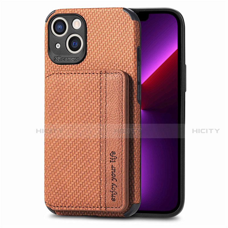 Funda Bumper Silicona y Plastico Carcasa Frontal y Trasera 360 Grados U05 para Apple iPhone 13 Mini Marron