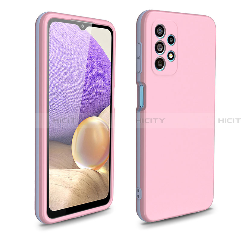 Funda Bumper Silicona y Plastico Carcasa Frontal y Trasera 360 Grados WL1 para Samsung Galaxy A32 5G Oro Rosa