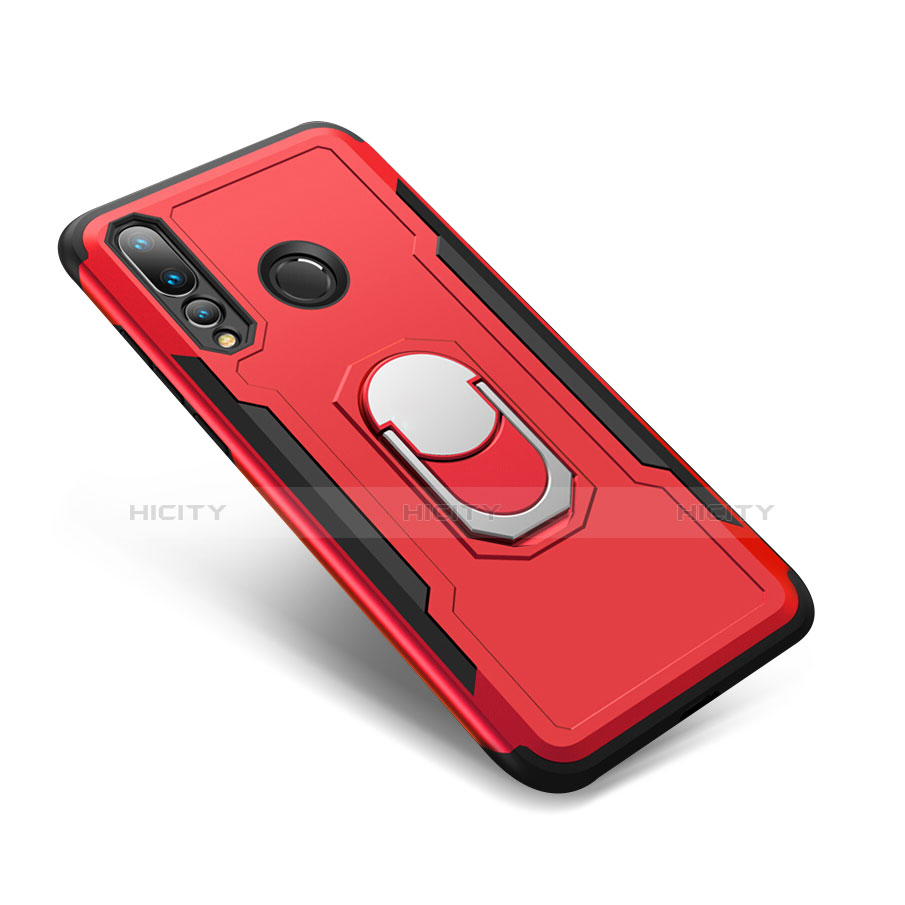 Funda Bumper Silicona y Plastico Mate Carcasa con Anillo de dedo Soporte A01 para Huawei Nova 4 Rojo