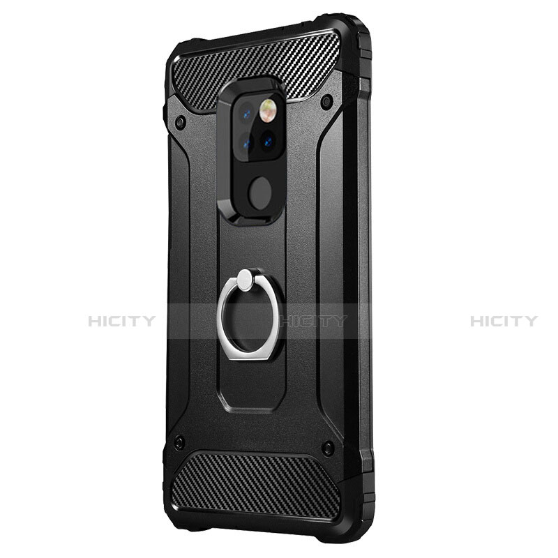 Funda Bumper Silicona y Plastico Mate Carcasa con Anillo de dedo Soporte H01 para Huawei Mate 20 X 5G