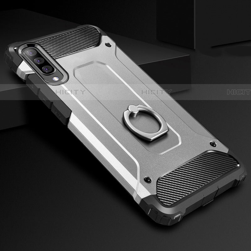 Funda Bumper Silicona y Plastico Mate Carcasa con Anillo de dedo Soporte H01 para Samsung Galaxy A70S