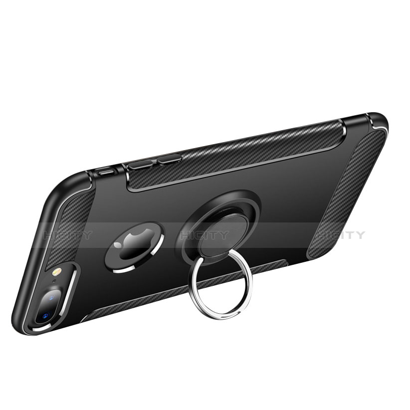 Funda Bumper Silicona y Plastico Mate Carcasa con Anillo de dedo Soporte para Apple iPhone 7 Plus