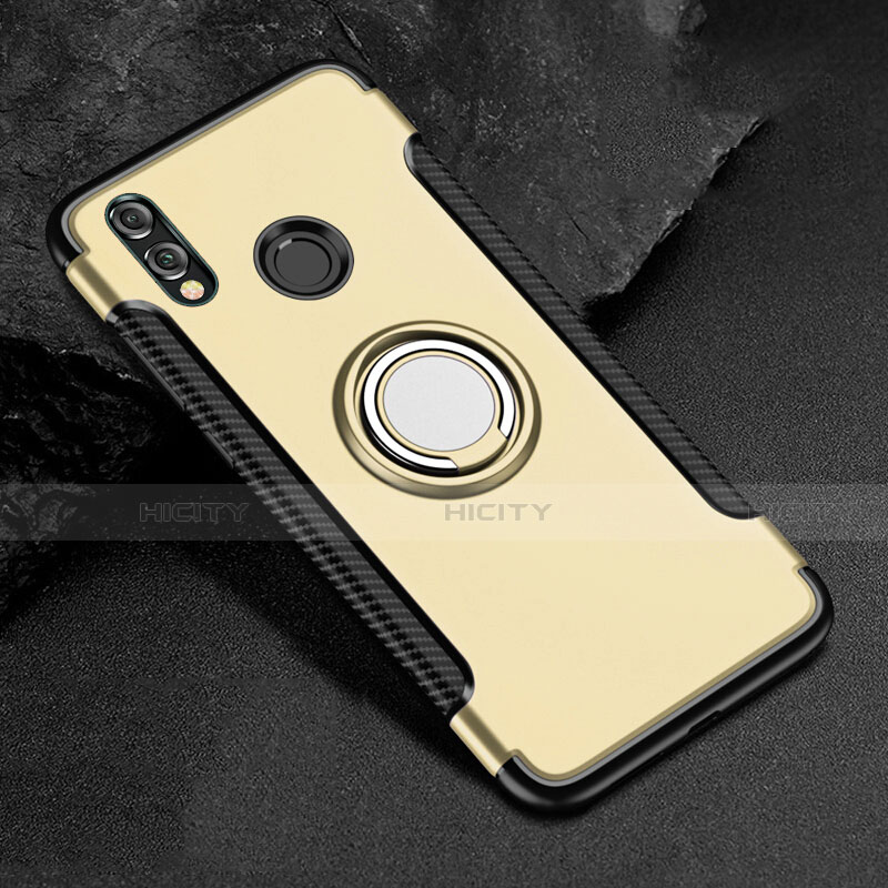 Funda Bumper Silicona y Plastico Mate Carcasa con Anillo de dedo Soporte para Huawei Honor V10 Lite Oro