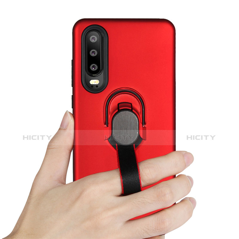 Funda Bumper Silicona y Plastico Mate Carcasa con Anillo de dedo Soporte para Huawei P30