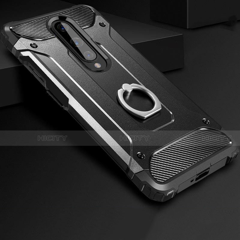 Funda Bumper Silicona y Plastico Mate Carcasa con Anillo de dedo Soporte para OnePlus 8