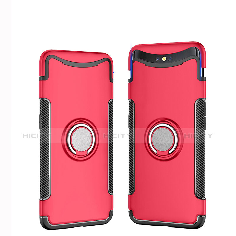 Funda Bumper Silicona y Plastico Mate Carcasa con Anillo de dedo Soporte para Oppo Find X Super Flash Edition