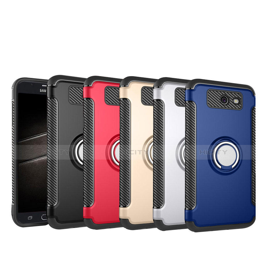 Funda Bumper Silicona y Plastico Mate Carcasa con Anillo de dedo Soporte para Samsung Galaxy J5 (2017) Version Americaine