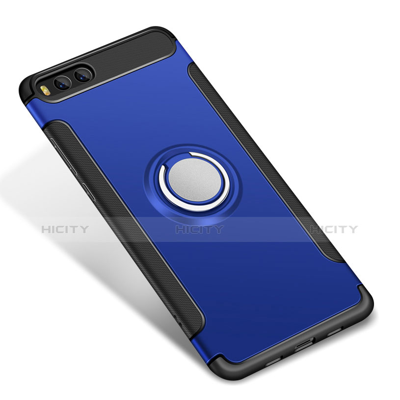 Funda Bumper Silicona y Plastico Mate Carcasa con Anillo de dedo Soporte para Xiaomi Mi 6 Azul