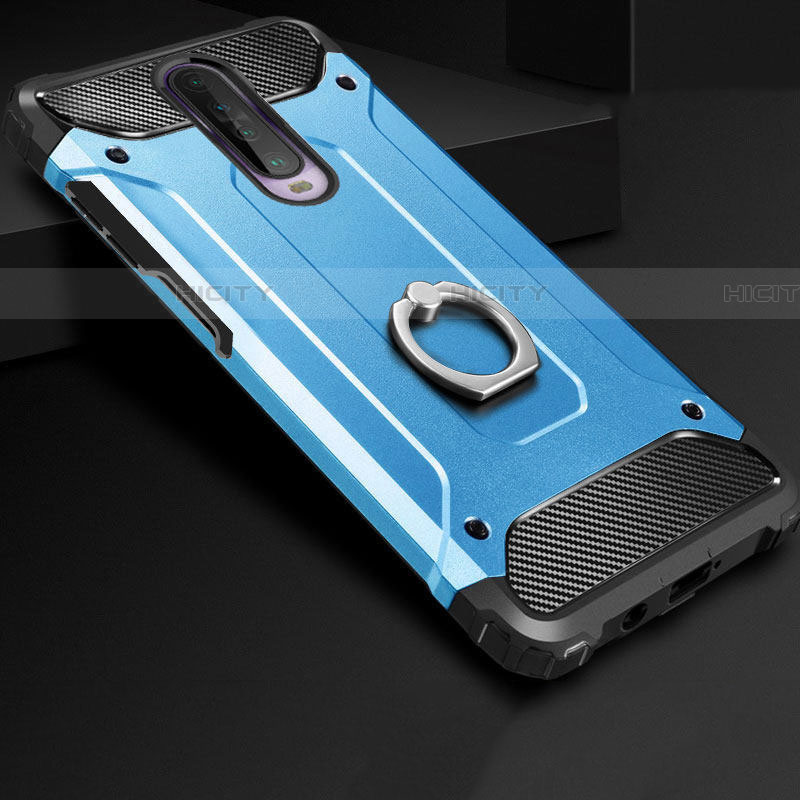 Funda Bumper Silicona y Plastico Mate Carcasa con Anillo de dedo Soporte para Xiaomi Poco X2