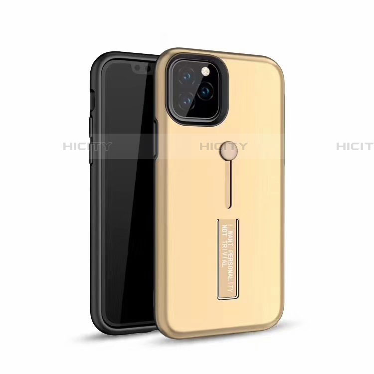 Funda Bumper Silicona y Plastico Mate Carcasa con Anillo de dedo Soporte S01 para Apple iPhone 11 Pro