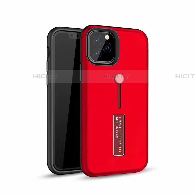 Funda Bumper Silicona y Plastico Mate Carcasa con Anillo de dedo Soporte S01 para Apple iPhone 11 Pro Max