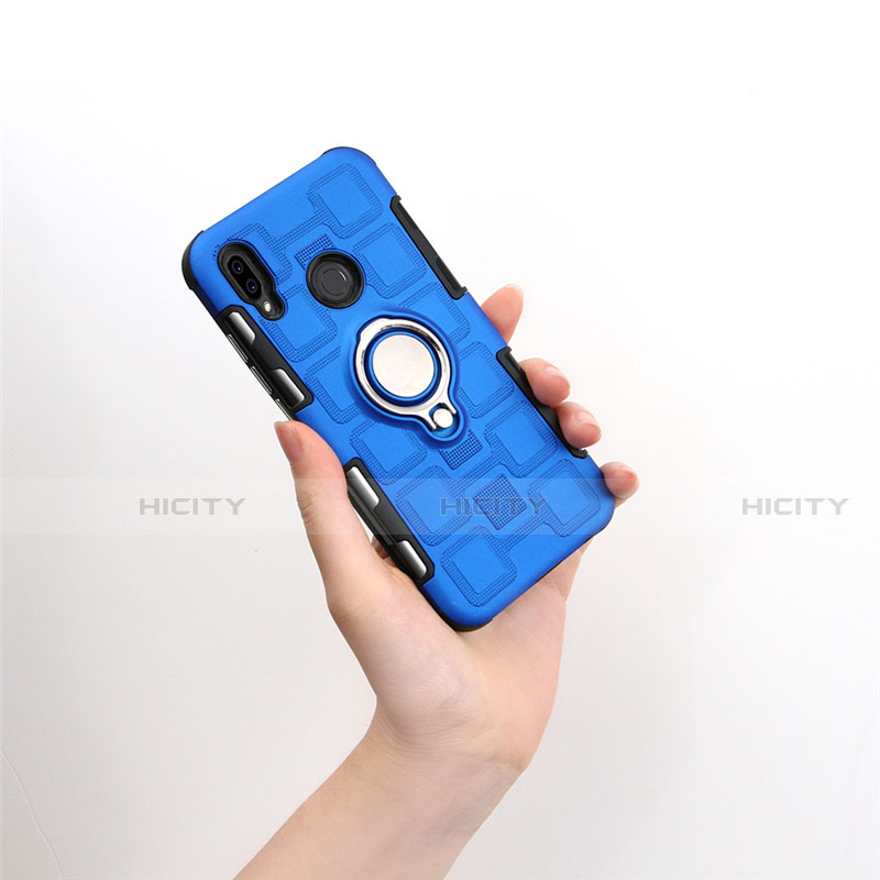 Funda Bumper Silicona y Plastico Mate Carcasa con Anillo de dedo Soporte S01 para Huawei Nova 3e