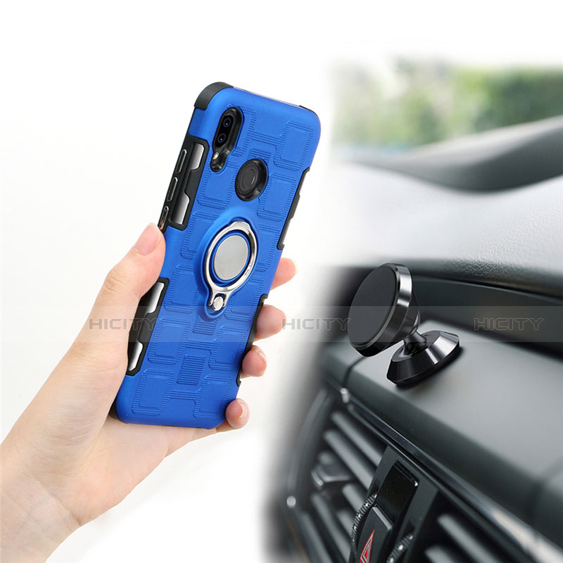 Funda Bumper Silicona y Plastico Mate Carcasa con Anillo de dedo Soporte S01 para Huawei Nova 3e