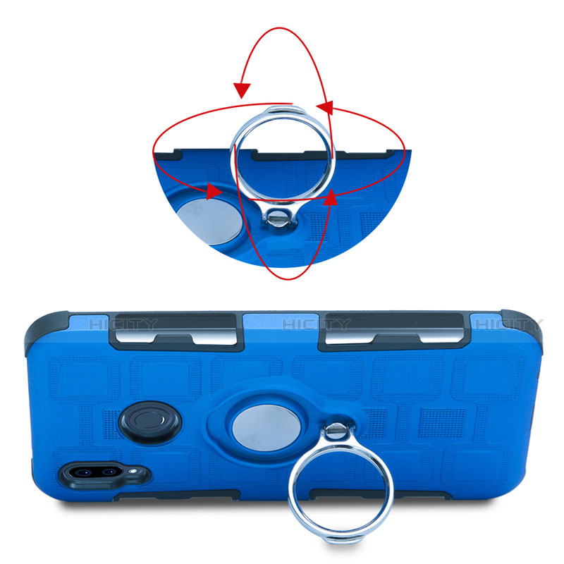 Funda Bumper Silicona y Plastico Mate Carcasa con Anillo de dedo Soporte S01 para Huawei Nova 3e