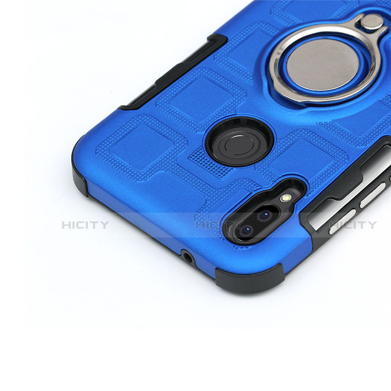 Funda Bumper Silicona y Plastico Mate Carcasa con Anillo de dedo Soporte S01 para Huawei P20 Lite