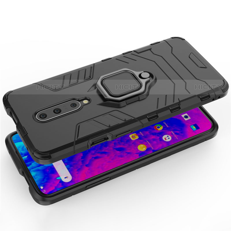 Funda Bumper Silicona y Plastico Mate Carcasa con Anillo de dedo Soporte S01 para OnePlus 7 Pro